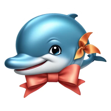dolphin with a bow  sticker