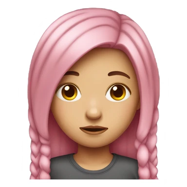 Pink hair girl with sad face  sticker