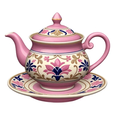 Pink white & beige Talavera tea cup sticker