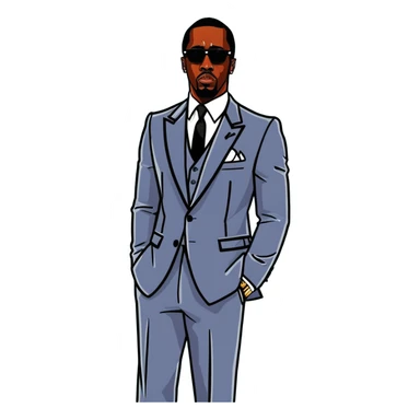 P. Diddy with baby oil and suit on sticker