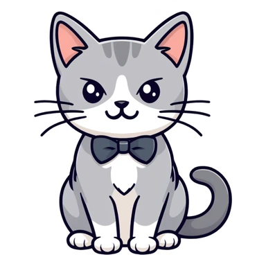 Gray tuxedo Cat with a mustache  sticker