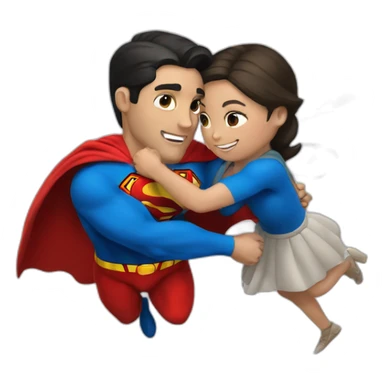 Superman Fly with a girl in his arms sticker