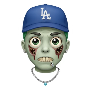 Zombie con gorra de los Dodgers y cadena con diamantes  sticker