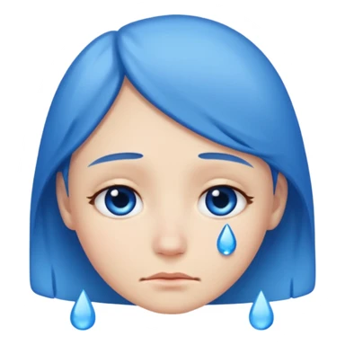 mix of these two 🥺☺️ but make it classic orginal emoji not woman or man face and without hearts and a little bit sad but still smile, make the drops blue like cry sticker