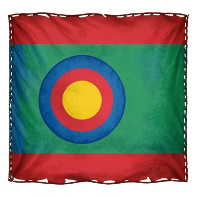 bandera de los gitanos verde azul y círculo rojo sticker