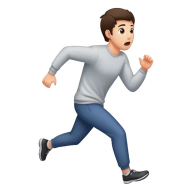 Person running away in fear, glancing back over shoulder with terrified expression sticker
