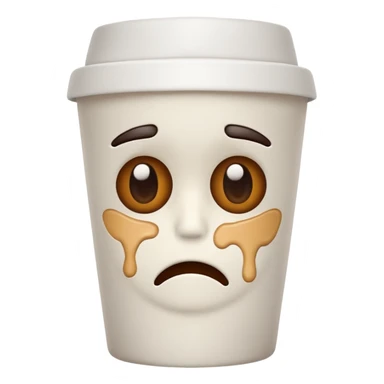 Create an emoji of a coffee cup ☕ with dark circles under its eyes, looking more tired than the drinker. sticker