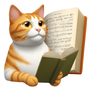 Orange and white tabby cat reading family Bible sticker