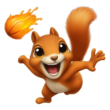 little jumping orange burnt squirrel sticker
