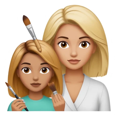 Woman coloring a hair off ohter woman sticker