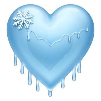 An ice blue heart with frost spidering across it and ice crystals dripping from it sticker