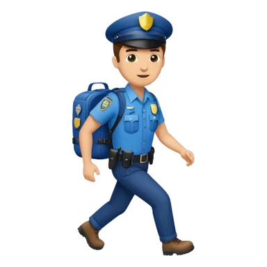 Adventurous man hiking with a police badge sticker
