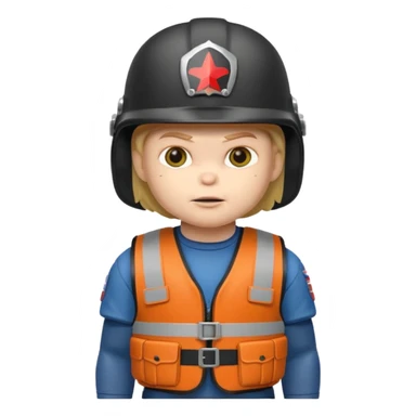 Chucky con casco y chaleco antibalas sticker