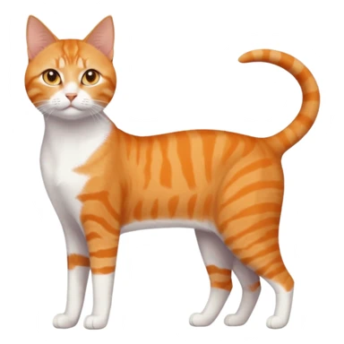 full body orange domestic shorthair slim cat with yellow/orange eyes and a white triangle pattern on his face playing sticker
