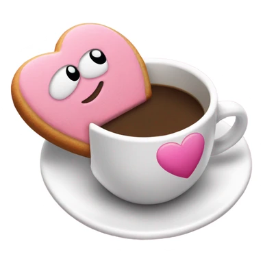 I want you to add the coffee cup emoji ☕️ next to this pink heart emoji💖 and the cookie chip emoji🍪 sticker