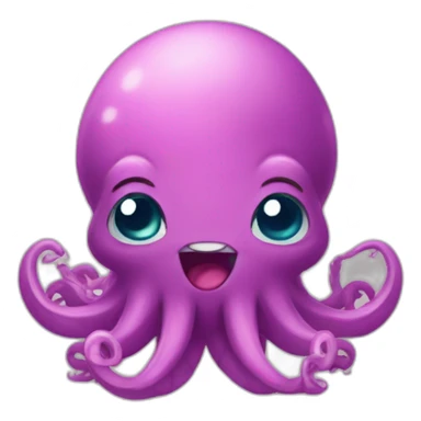 cute kraken with cute face shy blushing sticker