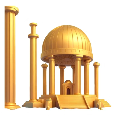 Anunnaki-inspired golden underwater base, large domes, tall pillars, aquatic background sticker