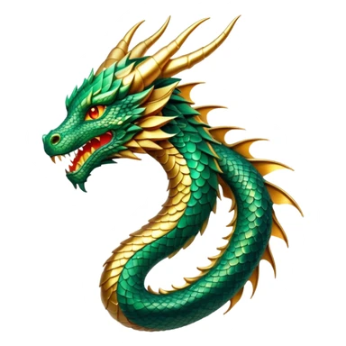 cinematic-noble-dragon-portrait-emoji,-poised-and-majestic,-with-a-sinuous,-elongated-body-covered-in-intricately-detailed,-shimmering-scales-in-hues-of-emerald-and-gold,-and-piercing,-fiery-eyes-that-reflect-ancient-wisdom; Breathing fire sticker