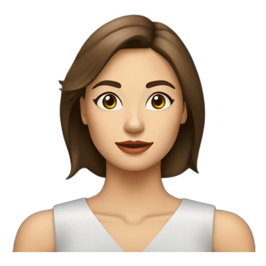 Femme coupe carré brune blanche de peau yeux noisette visage mi rond mi triangulaire air attendrissant sticker