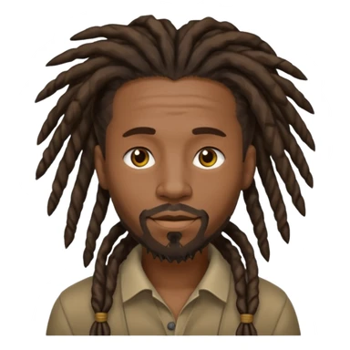 Hazme un emoji de un hombre negro con rastas y una pequeña perilla sin bigote sticker