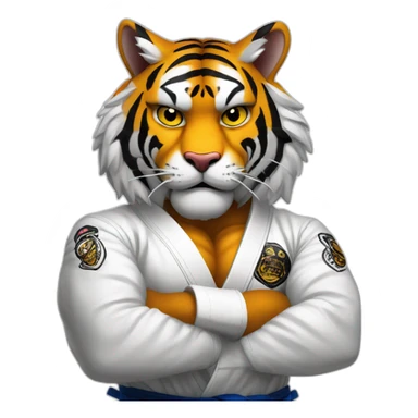Tiger with evil face   jiu jitsu with his arms crossed sticker