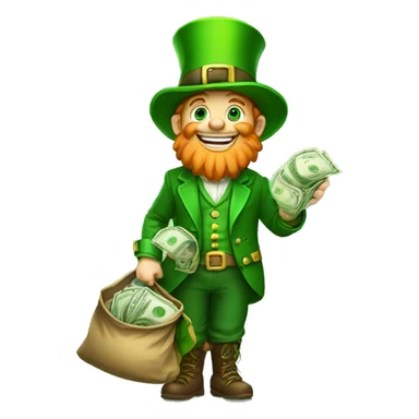 leprechaun with bag of money sticker