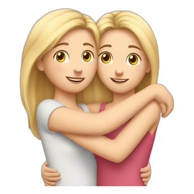 Hug two Caucasian girlfriends sticker
