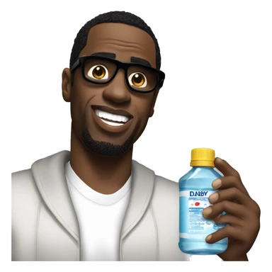 P.Diddy holding 1 bottle of baby oil sticker