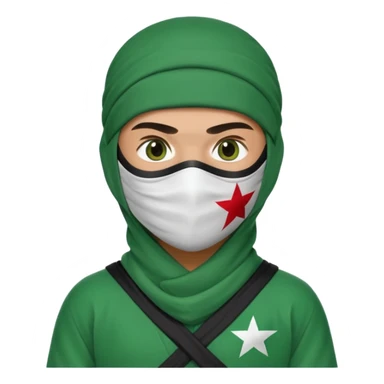 Ninja arab green and white with mask pakistani flag sticker