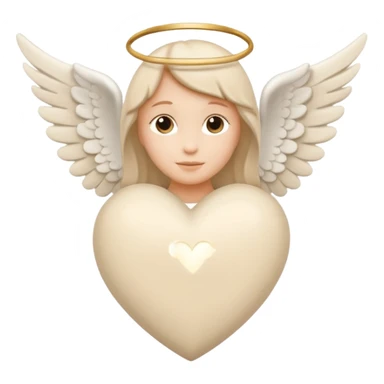 beige heart with white angel wings sticker