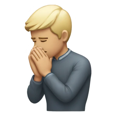 Person bowing on nose with hand over it sticker