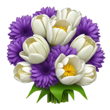 Bouquet of white tulips and purple chrysanthemums sticker