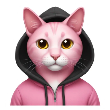 Pink cat with a black hoodie sticker