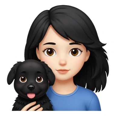 Girl with dog black sticker