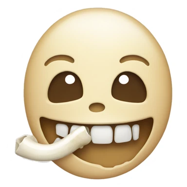 Emoji smiling with bone in mouth  sticker
