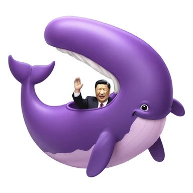 xi jinping riding purple whale with open mouth sticker