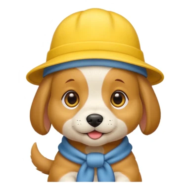 puppy yellow dog with hat yellow sticker