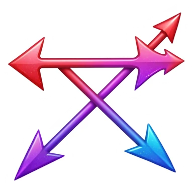 color gradient between red and purple glitter arrow sticker