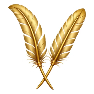 two golden quills crossing eachother in a x sticker