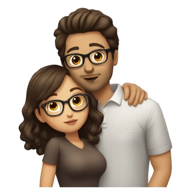 girl with short brown hair and glasses kissing man with dark brown hair and glasses sticker
