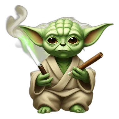 yoda with cat ears smoking a cigar sticker