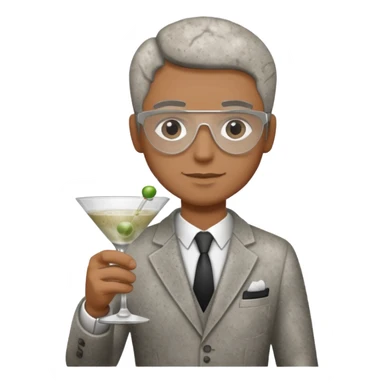 a pile of dust holding a martini sticker