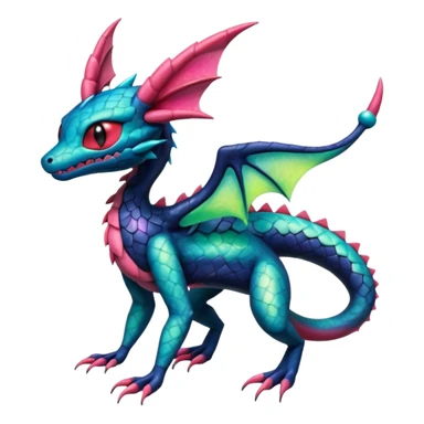 Spooky ghastly oily scaly stitched colorful Salandit-Flygon-Sylveon-Umbreon-fusion-Pokémon-hybrid-creature  sticker