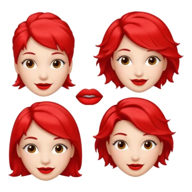 woman red lips, deifferent hair styles. sticker