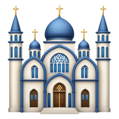 reform jewish synagogue similar in architecture to historical churches (pretty and magnificent), white in color, in ios emoji style sticker
