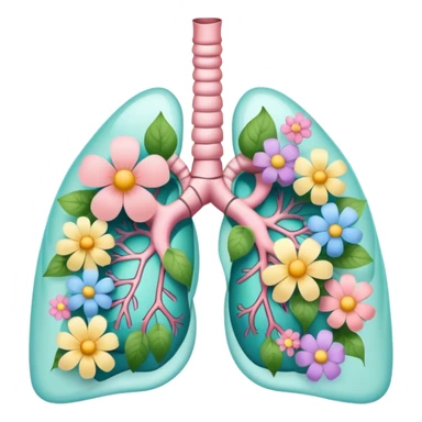 Pastel transparent anatomy lungs and flowers sticker