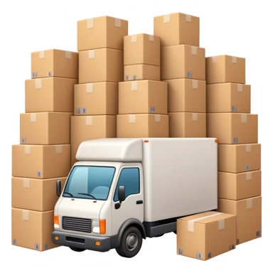 delivery truck overflowing with packages in the back sticker