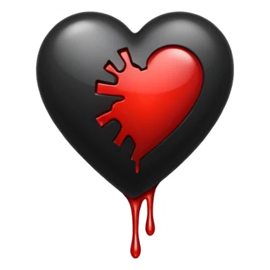 BLACK BROKEN HEART, LITTLE DARK RED BLOOD, DRIPS FROM THE BROKEN CRACK. sticker