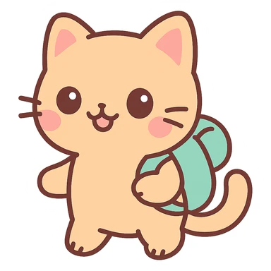 anime style cat with a backpack, cute and expressive sticker