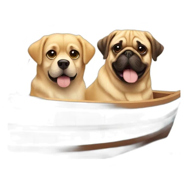 golden retriever and pug in a boat with some drinks sticker
